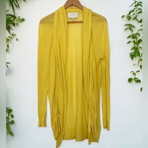Brochu Walker Yellow Linen Blend Open Cardigan Long Lightweight M Cotton